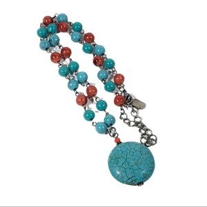 Turquoise Stone, Beaded Necklace by “You and I”